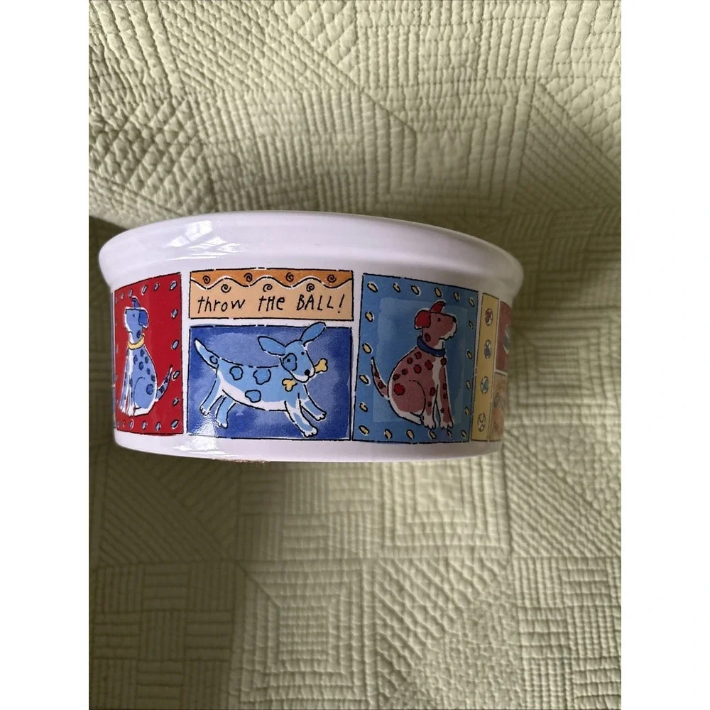 Signature Riviera Van Beers: FEED ME Jumbo Dog Bowl White Bowl Red Yellow Blue